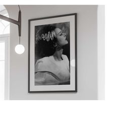 bride of frankenstein print, horror movie poster, black