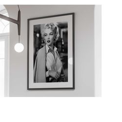 marilyn monroe poster, black and white, fashion print,