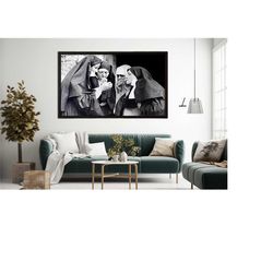 framed smoking nuns photo poster, funny humor habit
