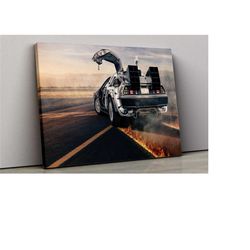 delorean canvas, back to the future inspired art
