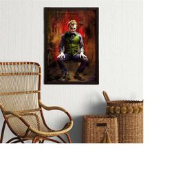 framed heath ledger wall art, joker 2008 canvas