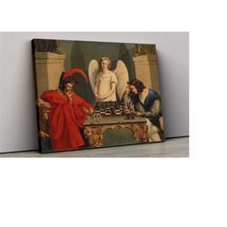 faust and mephistopheles playing chess canvas, frederich august