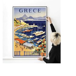 greece vintage travel poster high quality print photo