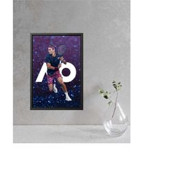 roger federer poster/canvas print, watercolor painting sports art,