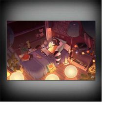 lo-fi style canvas| lofi raccoon canvas | lofi