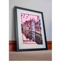 brugge print belgium poster canvas vintage travel poster