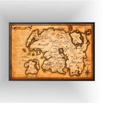tamriel map canvas, the tlder tcrolls map poster,