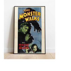 the monster walks movie poster, 1930's movie posters,
