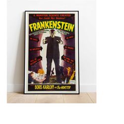 frankenstein movie poster, 1930's movie posters, canvas wall