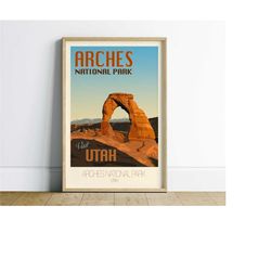 utah travel poster printable, arches national park utah