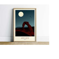utah wall art travel poster, arches utah printable