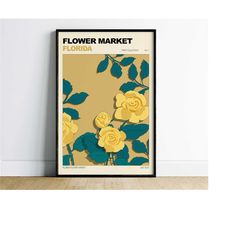 floral wall art print, florida flower market poster,