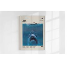 jaws, steven spielberg, retro movie poster, mid century