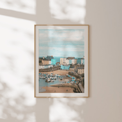 art photography print tenby harbour wales pembrokeshire seaside photography, sea print, art decor wall unframed a4 a3 pr