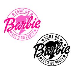 come on barbi lets go party pink head profile retro layers svg png clipart digital - reneedigital