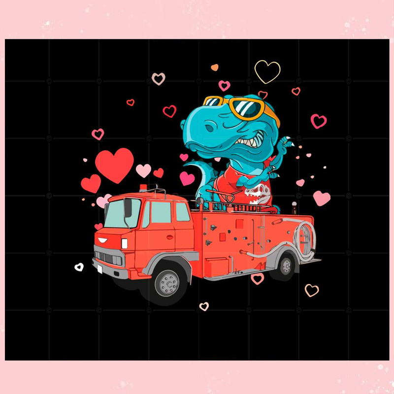 Kids Dinosaur Fire Truck Valentine's Day Svg Graphic Designs.jpg