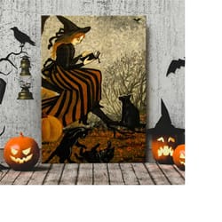 witch's story halloween witch black cat ryta home living poster