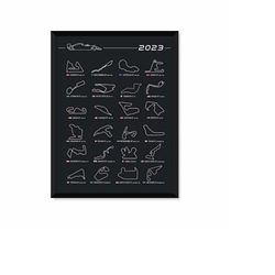 f1 2023 calendar race poster circuit track wall decor