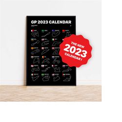 gp 2023 season calendar race poster wall decor circuit track print