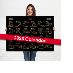 formula 1 2023 season info calendar poster