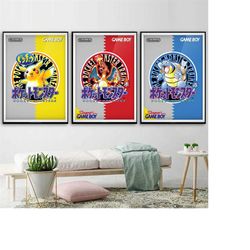 pokemon poster- 4 models- pokemon red poster-charizard poster-pokemon blue- pokemon green -pokemon retro poster-nintendo