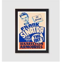 framed frank sinatra vintage concert poster reproduction print 1940's jazz wall art