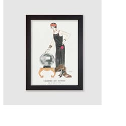 framed vintage george barbier l'empire du monde art deco fashion poster print wall art