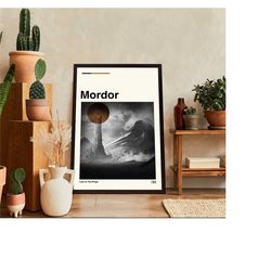 mordor poster, mordor movie, lord of the rings film, minimalist art, high quality, custom print, cityscape poster, illus