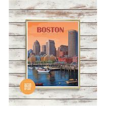 boston digital download - commercial use - boston travel poster - massachusetts - boston wall art - wall deco - home dec