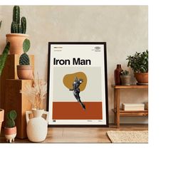 iron man movie poster, marvel film, iron man poster, modern vintage, movie poster, minimal movie art, custom poster, hom