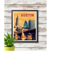 austin travel poster - texas - printed poster - wall decor - gift idea - home decor