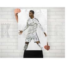 cristiano ronaldo celebration poster/canvas print, watercolor painting sports art, office, man cave, bedroom wall decor,