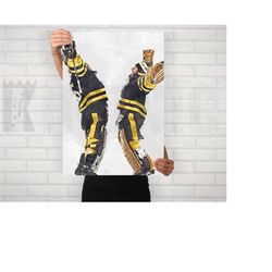 jeremy swayman & linus ullmark bruins poster/canvas print, watercolor painting hockey art, office, man cave, bedroom wal