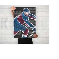 cale makar poster/canvas print, colorado avalanche art gifts, hockey watercolor painting, sports art, office, man cave,
