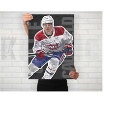 cole caufield poster/canvas print, montreal canadiens art, watercolor hockey painting, sports art, office, man cave, bed