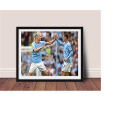 erling haaland poster,phil foden posterprint art erling haaland and phil foden