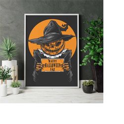 halloween wall art print, witchy decor halloween wall art printable vintage witch halloween rustic, halloween canvas, ha