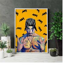 tupac shakur canvas wall art , 2pac canvas , single panel wall decor, old school rapper, rap music canvas, music canvas