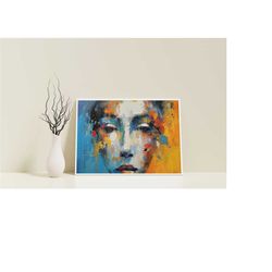 ai-generated art, beautiful female face with oil paints, canvas poster art, women canvas