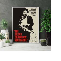 the texas chain saw massacre, retro movie poster, 1974 movie poster, cult 70s horror film wall art classic cinema decor,