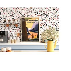 pacific northwest, 1925 vintage travel original poster, digital file ready to download & print!