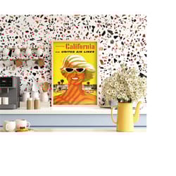 southern california, 1955 poster, united airlines original advertisement, hq file fully restored/retouched ready to down