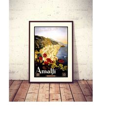 amalfi, travel poster, italy, downloadable & printable hq file, house decor, decorative vintage artwork