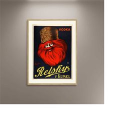 relsky's vodka poster print framed canvas, alcohol advertising poster, french poster, vintage drink poster, gift canvas,