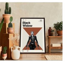 black widow movie poster, black widow movie, marvel comics film, retro poster, room decor, printable art, digital art, w