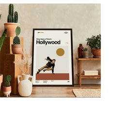 once upon a time in hollywood poster, hollywood film, vintage modern, vintage poster, minimalist art, high quality, aest