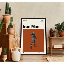 iron man movie poster, iron man film, iron man poster, vintage modern, vintage poster, minimalist art, high quality, wal
