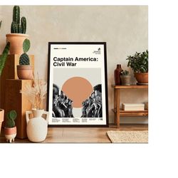 captain america adventure poster, civil war movie, marvel comics film, vintage modern, vintage poster, minimalist art, h