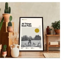 all things must pass poster, all things movie, george harrison film, retro movie poster, modern vintage, movie poster, m