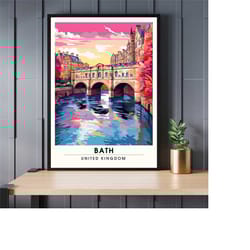 bath travel poster - bath travel print - artistic urban landscape impression - uk souvenirs collection